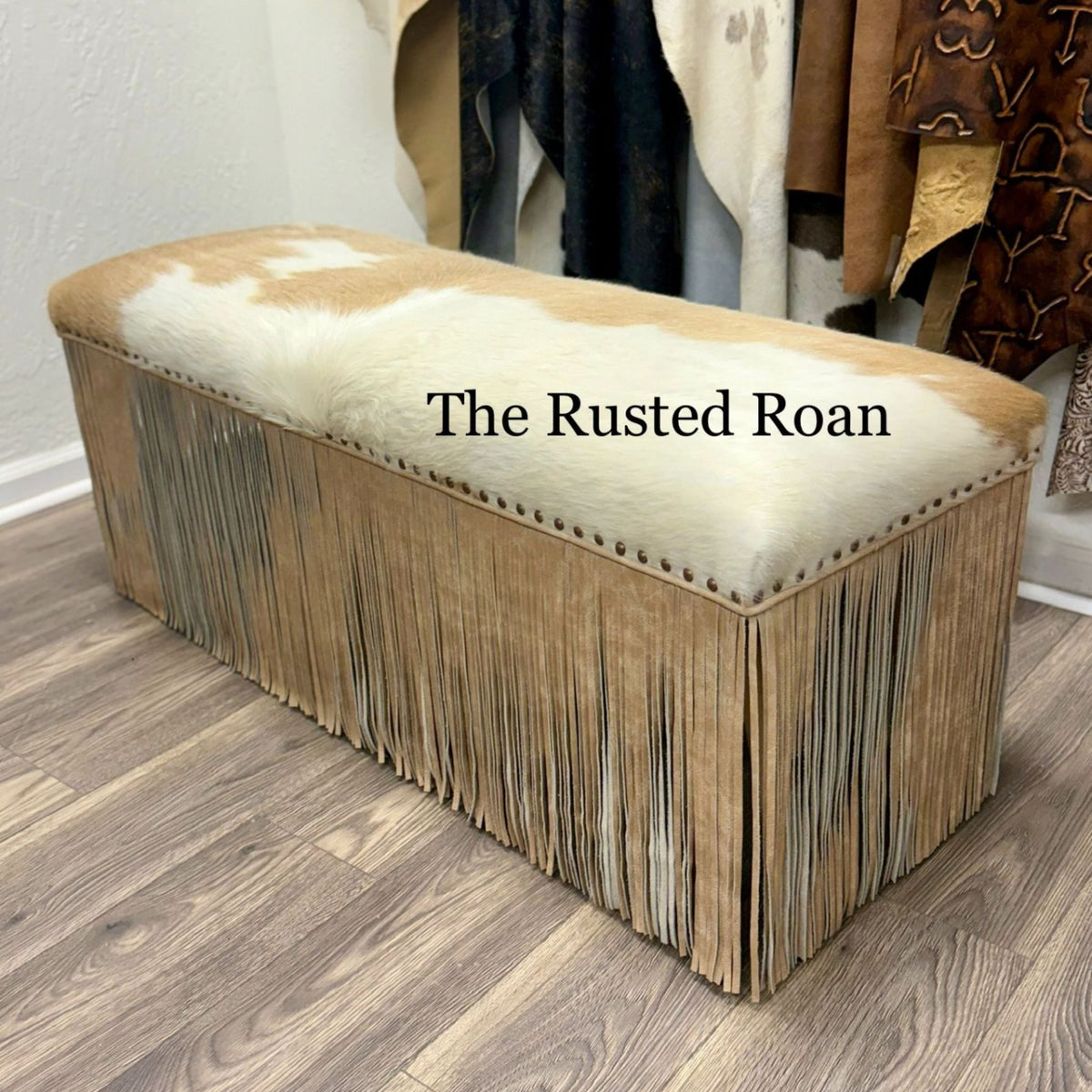 Cowhide Fringe Bench