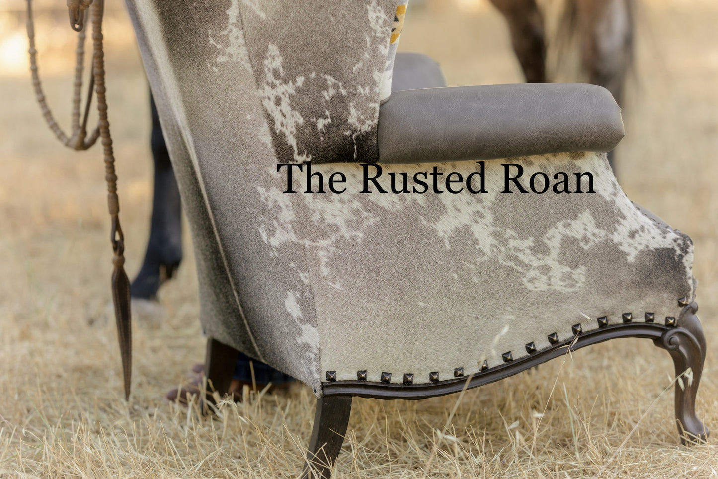 western wingback chair shown outside side view
