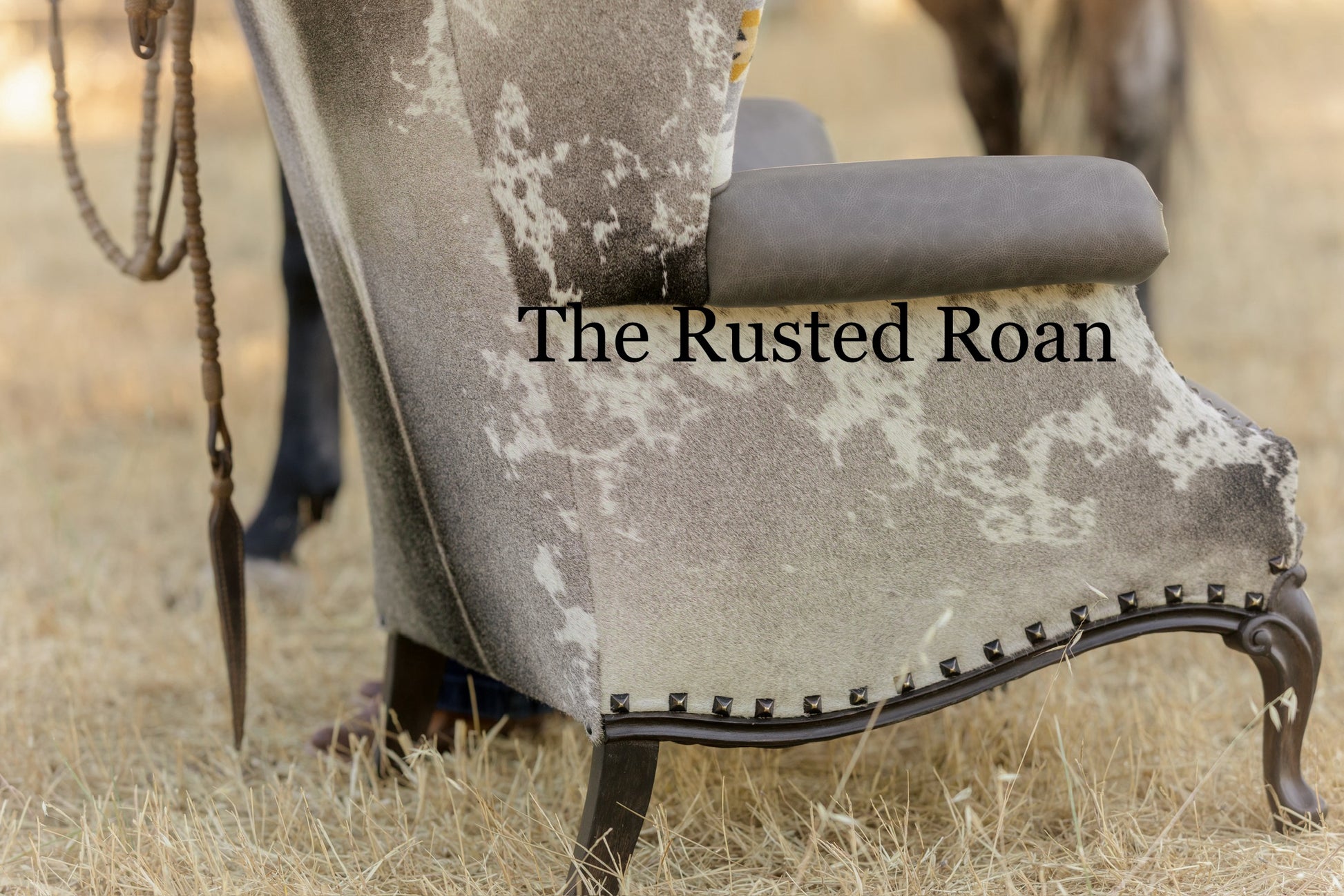 western wingback chair shown outside side view
