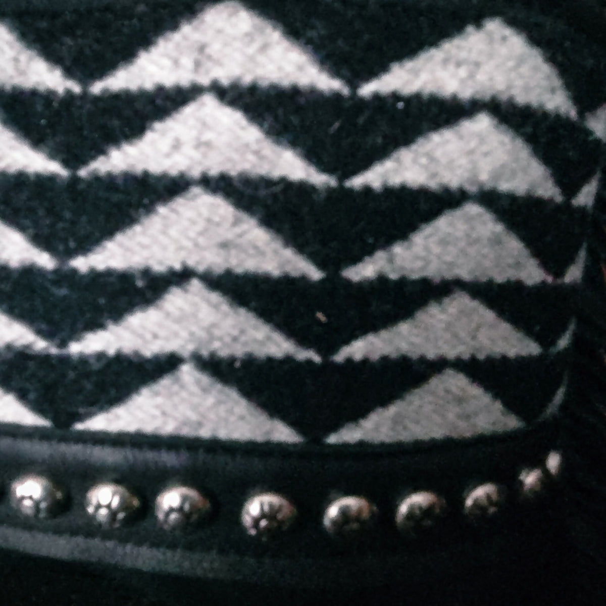 Black and white pendleton pattern detail