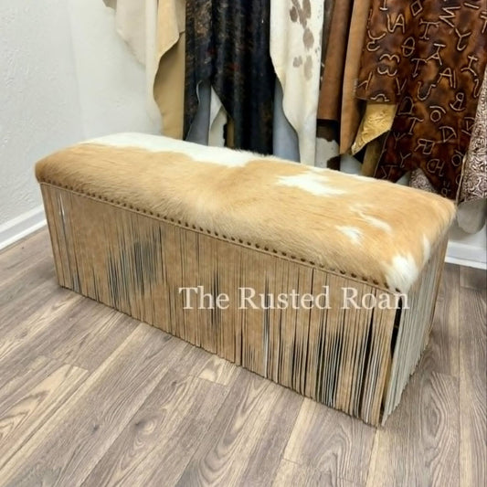 Cowhide Fringe Bench