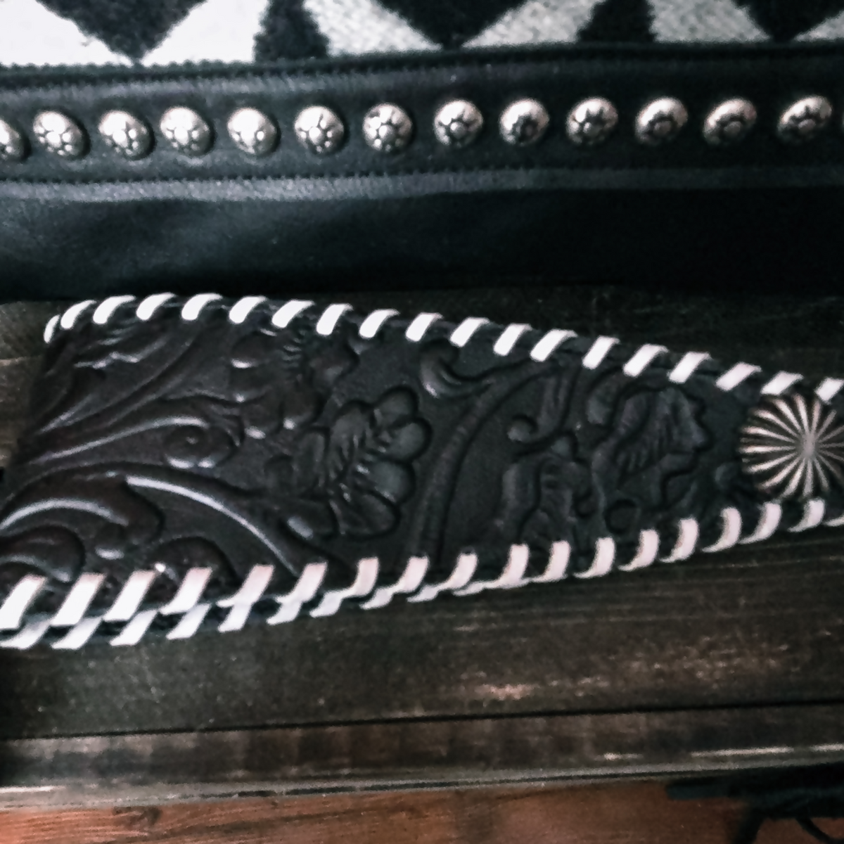Black and whitel Pendleton detail